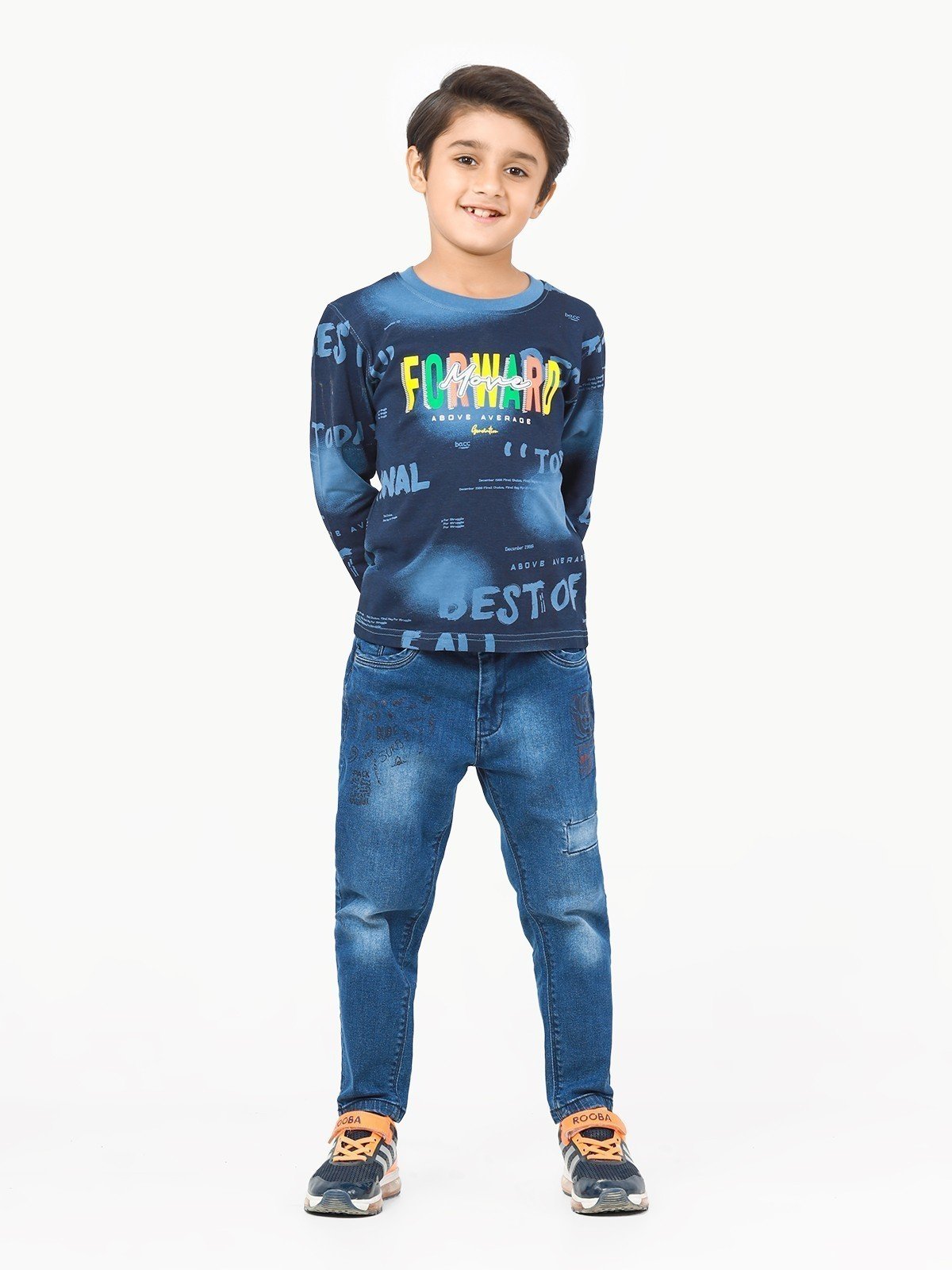 Boy's Blue Full Sleeve T-Shirt - EBTGF22-010