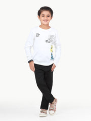 Boy's White Full Sleeve T-Shirt - EBTGF22-019