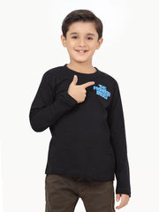 Boy's Black Full Sleeve T-Shirt - EBTGF22-020