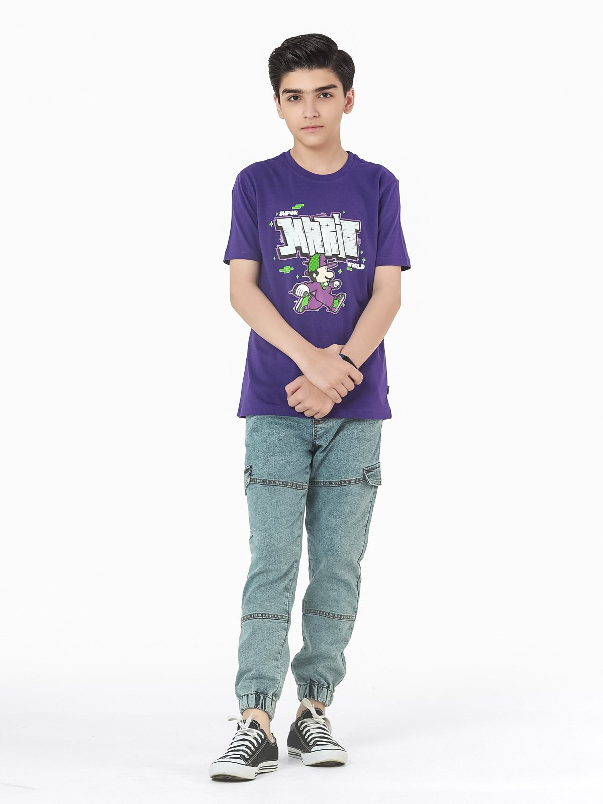 Boy's Purple & Red T-Shirt - EBTTS22-002