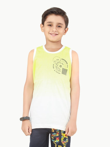 Boy's White & Green Tank Top - EBTT22-011