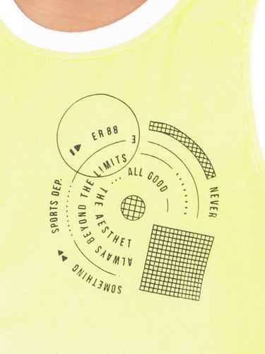 Boy's White & Green Tank Top - EBTT22-011