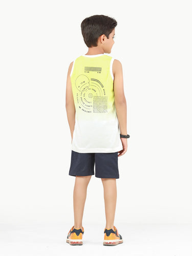 Boy's White & Green Tank Top - EBTT22-011