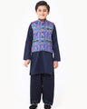 Boy's Purple & Navy Waist Coat Suit - EBTWCS22-25166