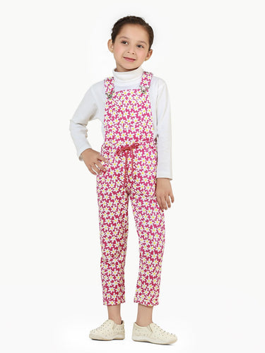 Girl's Pink & White Dungaree - EGTDK22-002
