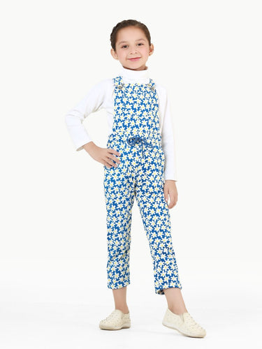 Girl's Blue & White Dungaree - EGTDK22-003