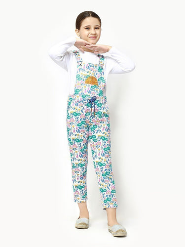 Girl's Off White Dungaree - EGTDK22-007