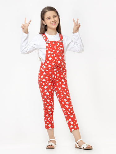Girl's Red Dungaree - EGTDK22-010