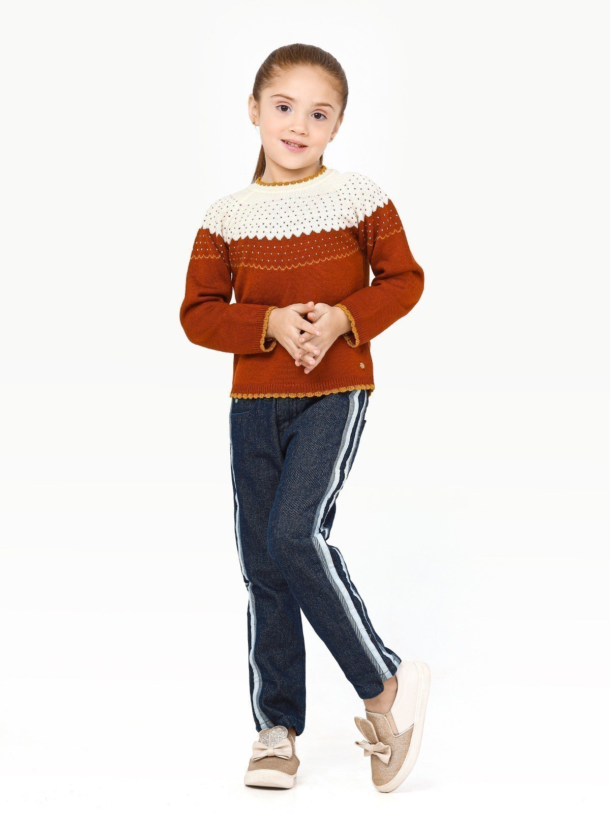 Girl's Rust Sweater - EGTSWT22-013