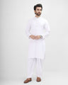 Men's White Kurta Shalwar - EMTKS22S-40927
