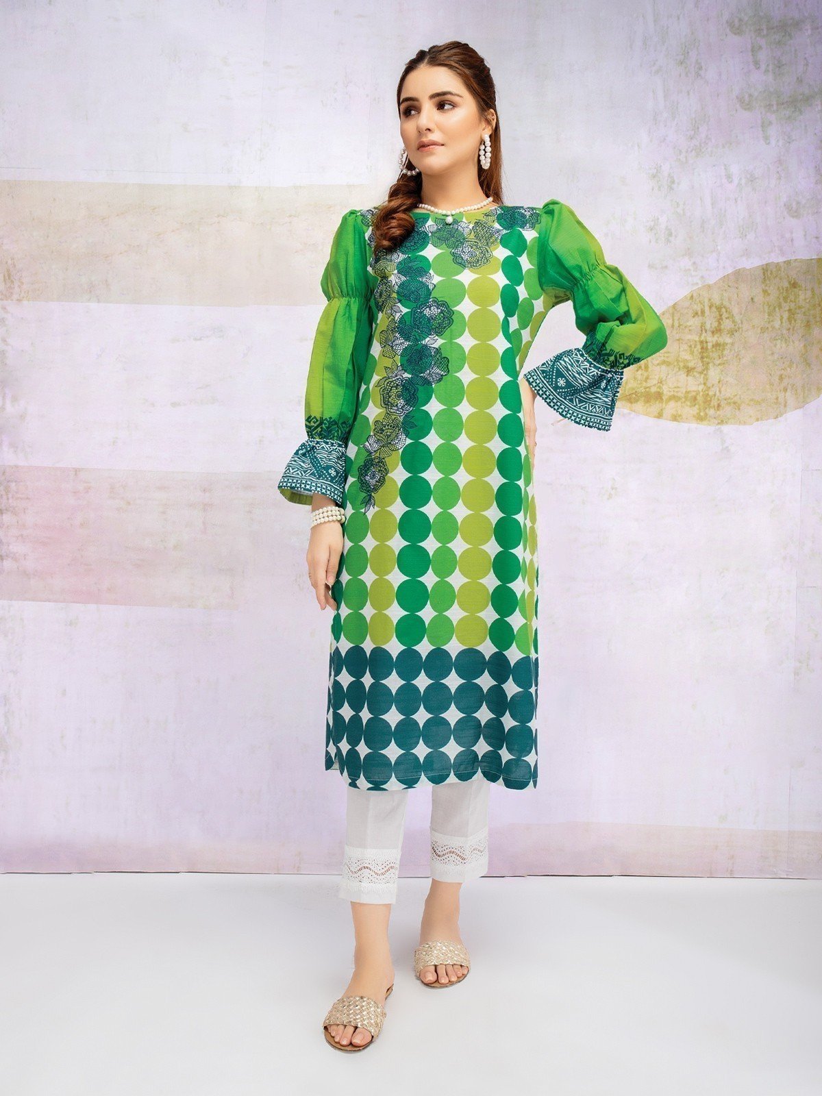 EWU21V8-21709 Unstitched Green Embroidered Khaddar 1 Piece