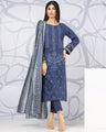 EWU22V1-23618 Unstitched Navy Embroidered Lawn 3 Piece