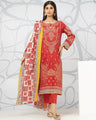 EWU22V1-23623 Unstitched Red Embroidered Lawn 3 Piece