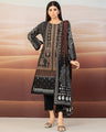 EWU22V11-25025 Unstitched Black & Brown Embroidered Khaddar 3 Piece