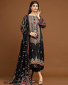 EWU22V13-24035 Unstitched Charcoal Embroidered Viscose 3 Piece