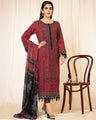 EWU22V3-23728 Unstitched Maroon Embroidered Jacquard 3 Piece