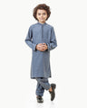 Boy's Mid Blue Kurta Shalwar - EBTKS23-3805