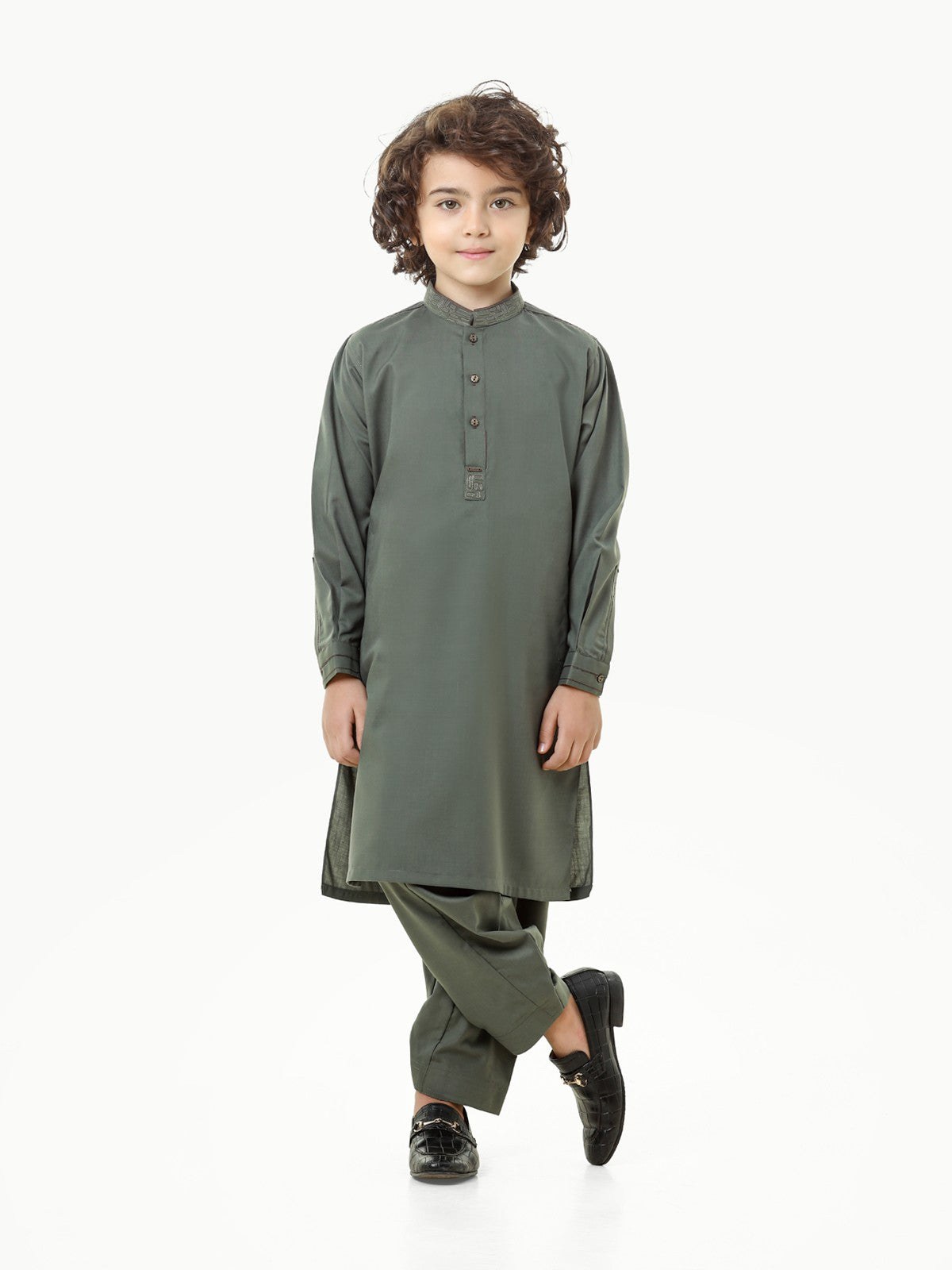 Boy's Green Kurta Shalwar - EBTKS23-3826