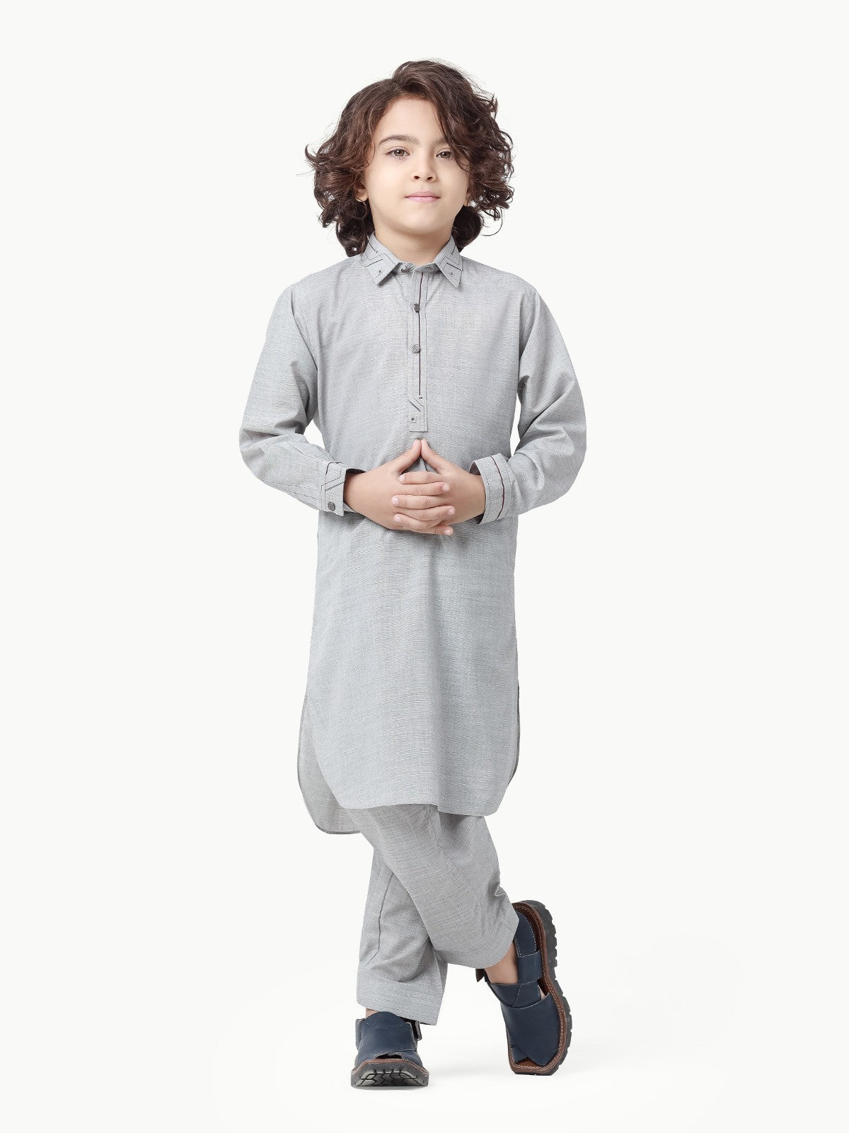 Boy's Grey Kurta Shalwar - EBTKS23-3859