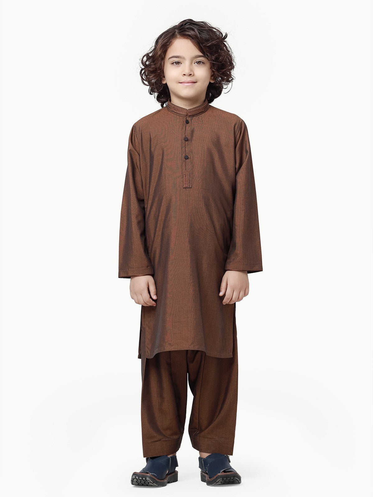 Boy's Brown Kurta Shalwar - EBTKS23-3860