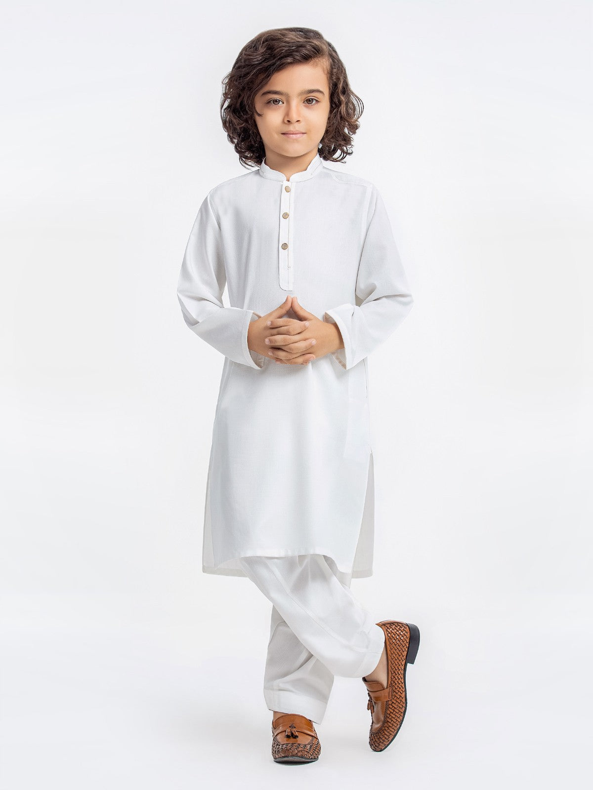 Boy's White Kurta Shalwar - EBTKS23-3870
