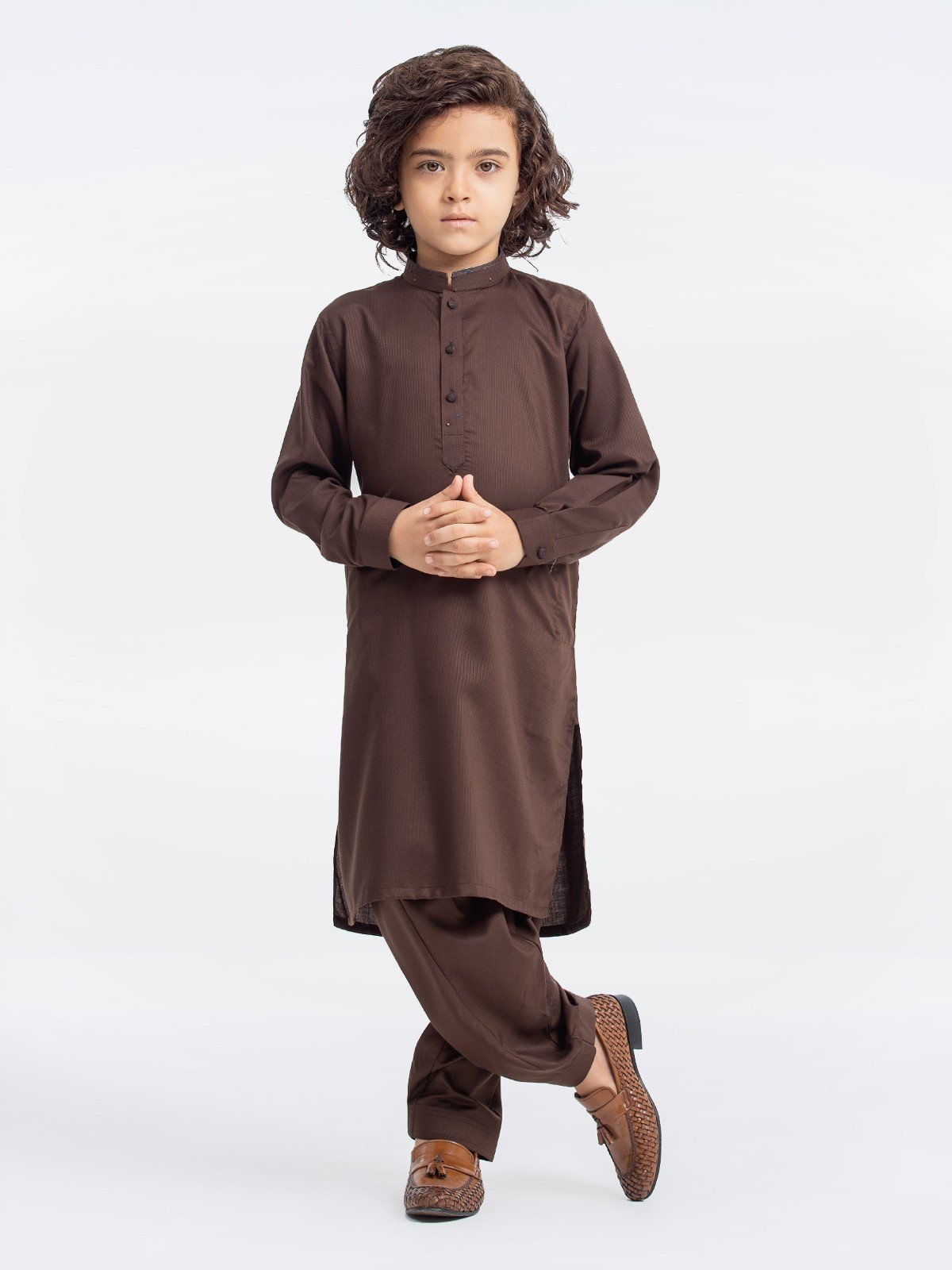 Boy's Brown Kurta Shalwar - EBTKS23-3903