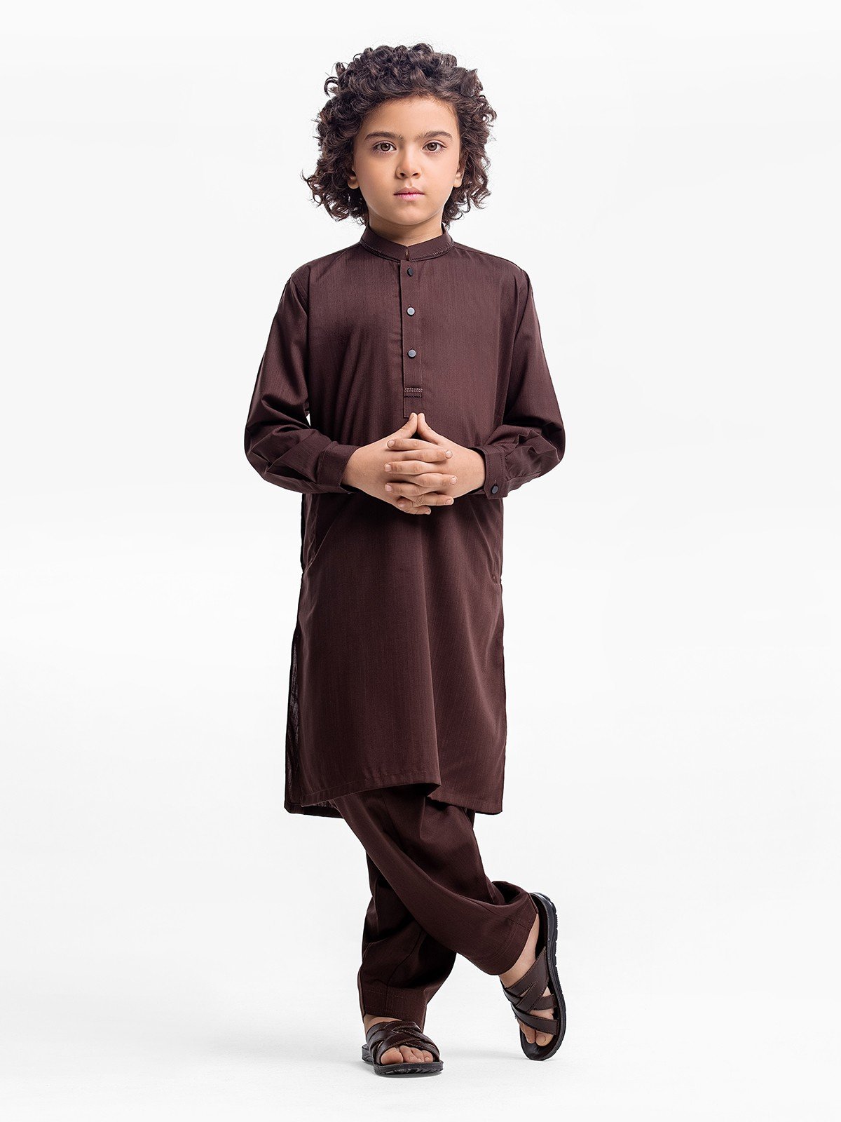 Boy's Brown Kurta Shalwar - EBTKS23-3906