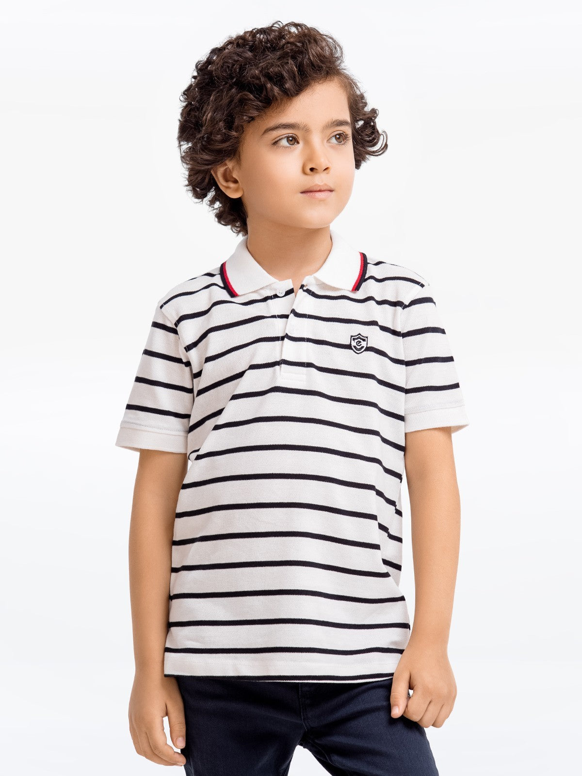 Boy's White & Black Polo Shirt - EBTPS23-008