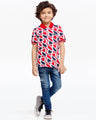 Boy's Red & White Polo Shirt - EBTPS23-028