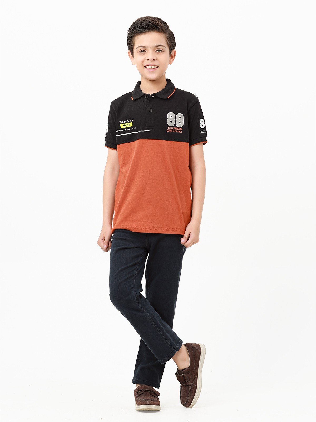 Boy's Black & Rust Polo Shirt - EBTPS23-032