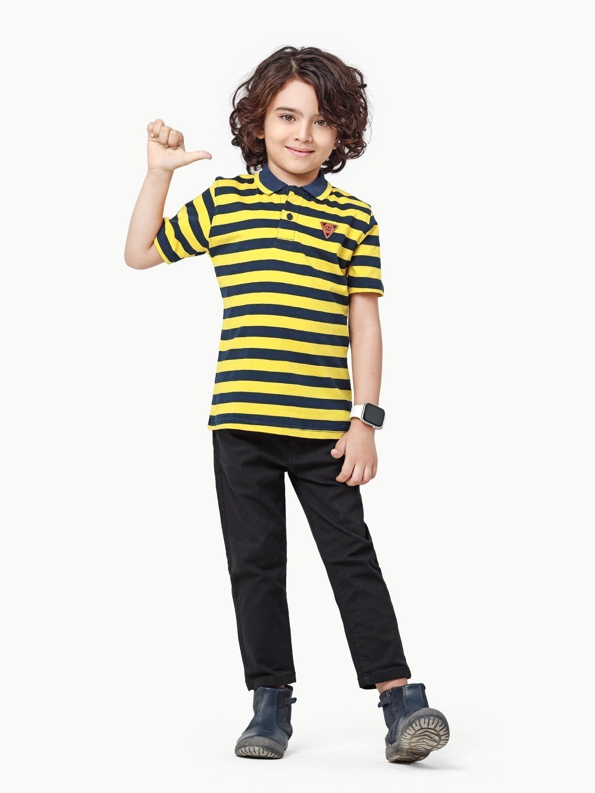 Boy's Blue & Yellow Polo Shirt - EBTPS23-033