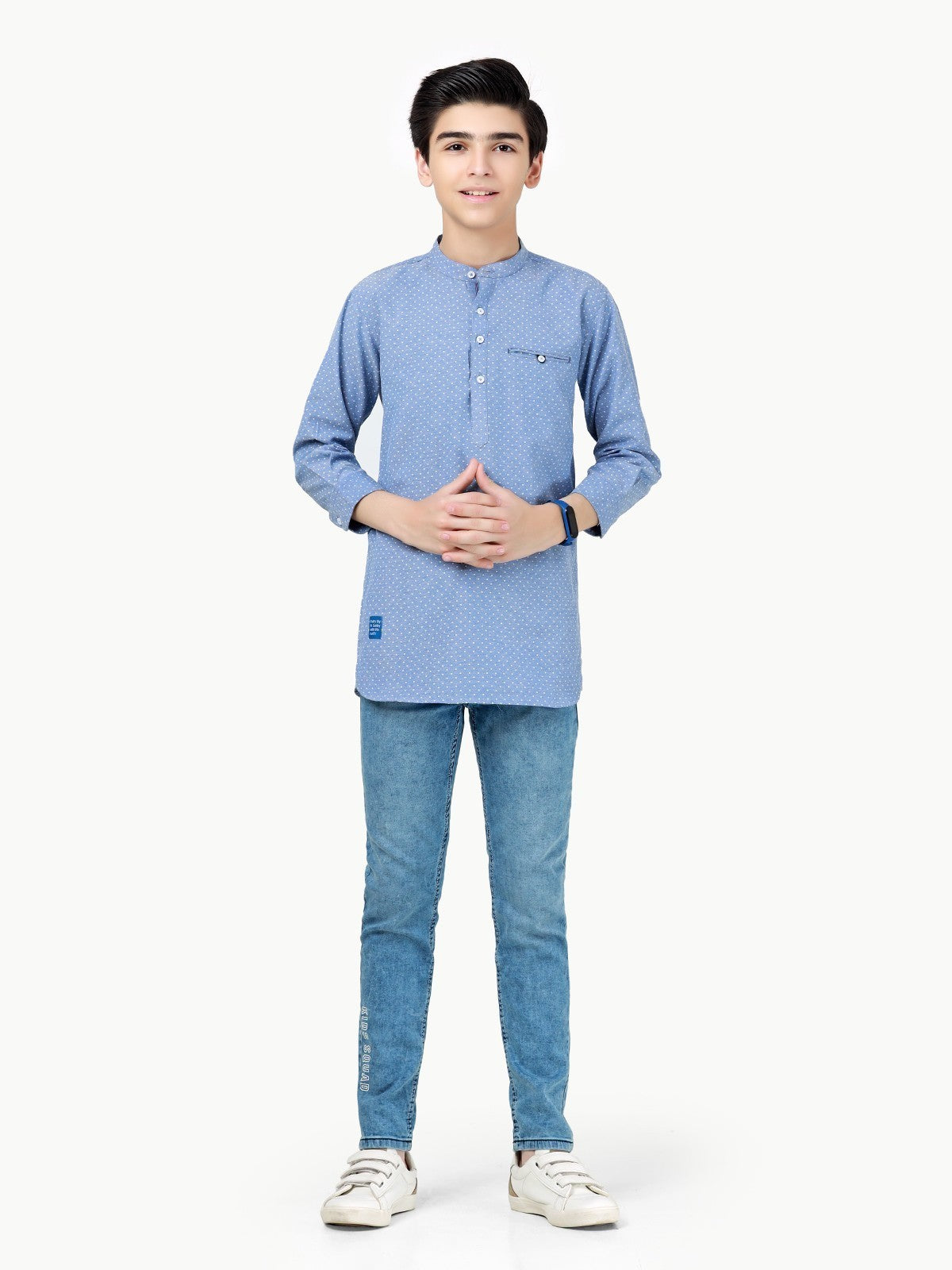 edenrobe Boy's Mid Blue Shirt - EBTS23-27458 – edenrobe Pakistan