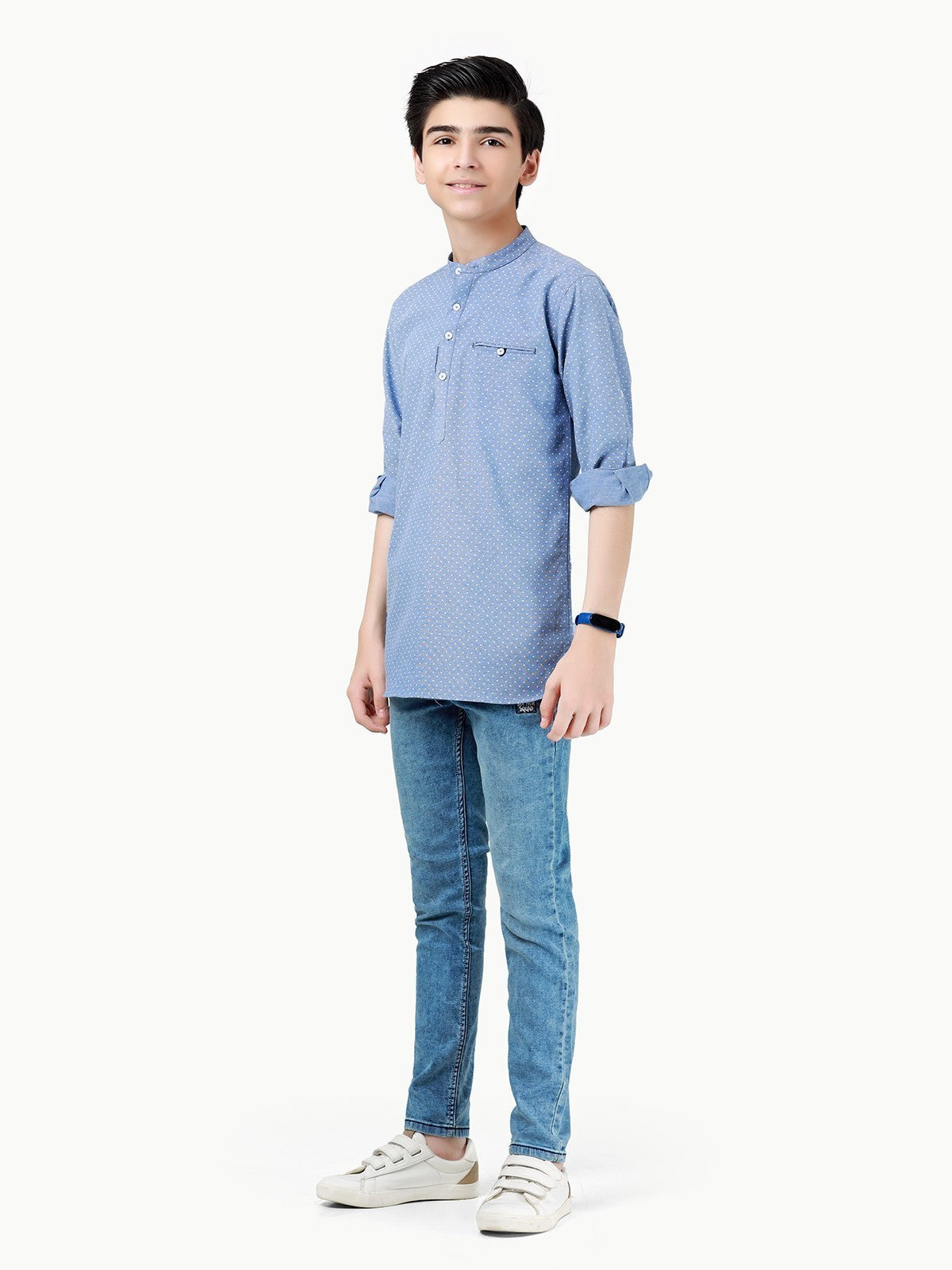 edenrobe Boy's Mid Blue Shirt - EBTS23-27458 – edenrobe Pakistan