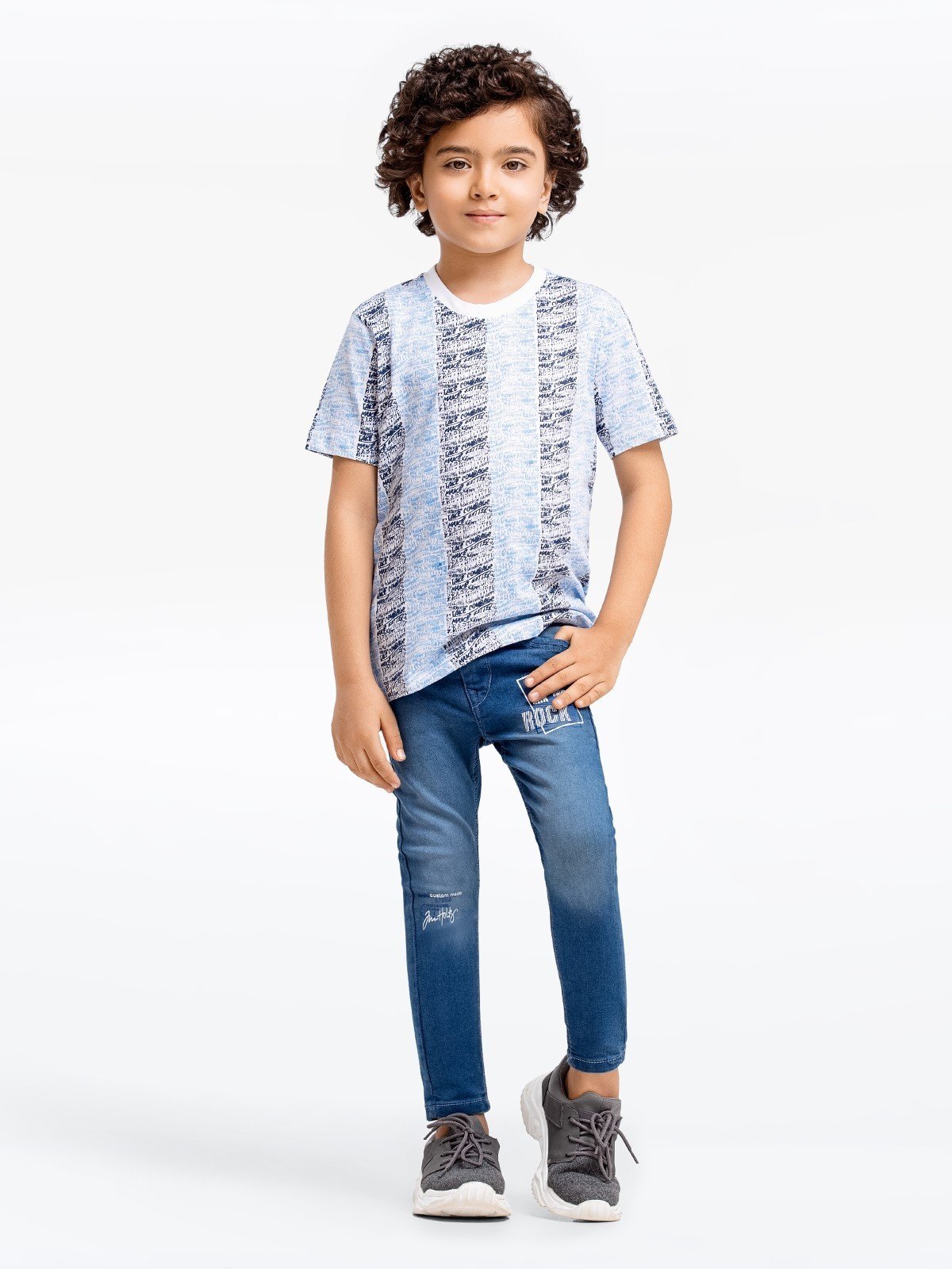 Boy's White & Blue T-Shirt - EBTTS23-043