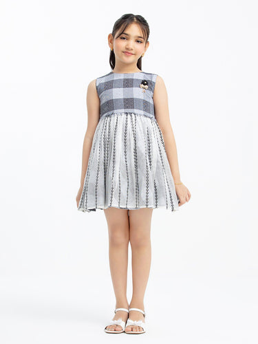 Girl's Black & Grey Frock - EGTF23S-200041
