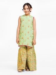 Girl's Parrot Green Pishwas - EGTP23-22196ST
