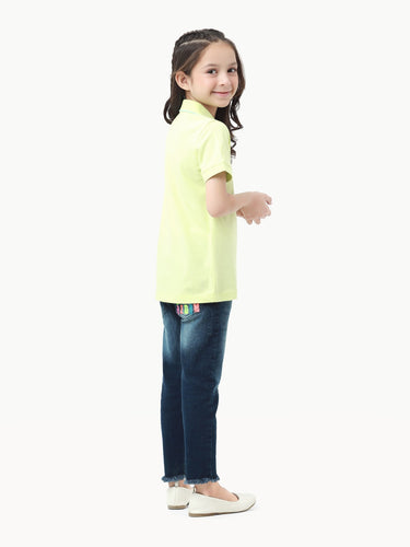 Girl's Light Yellow Polo Shirt - EGTPS23-002