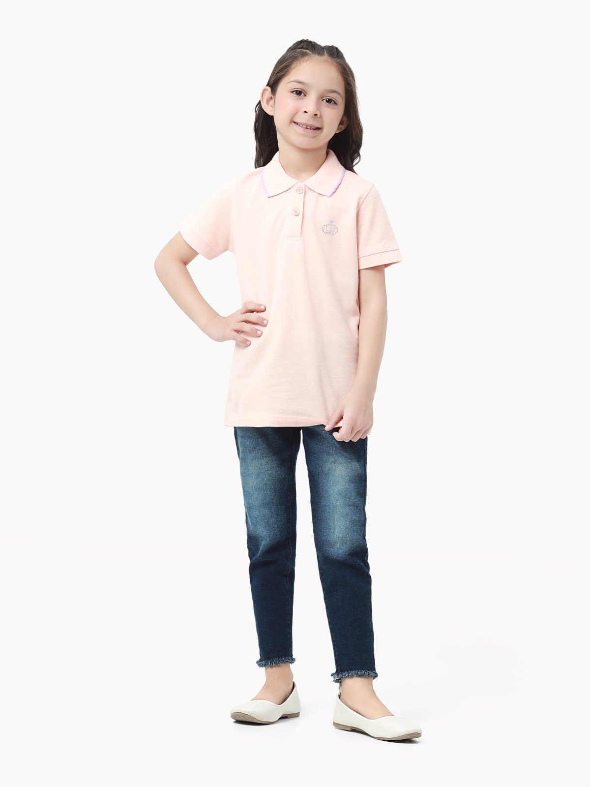 Girl's Peach Polo Shirt - EGTPS23-006