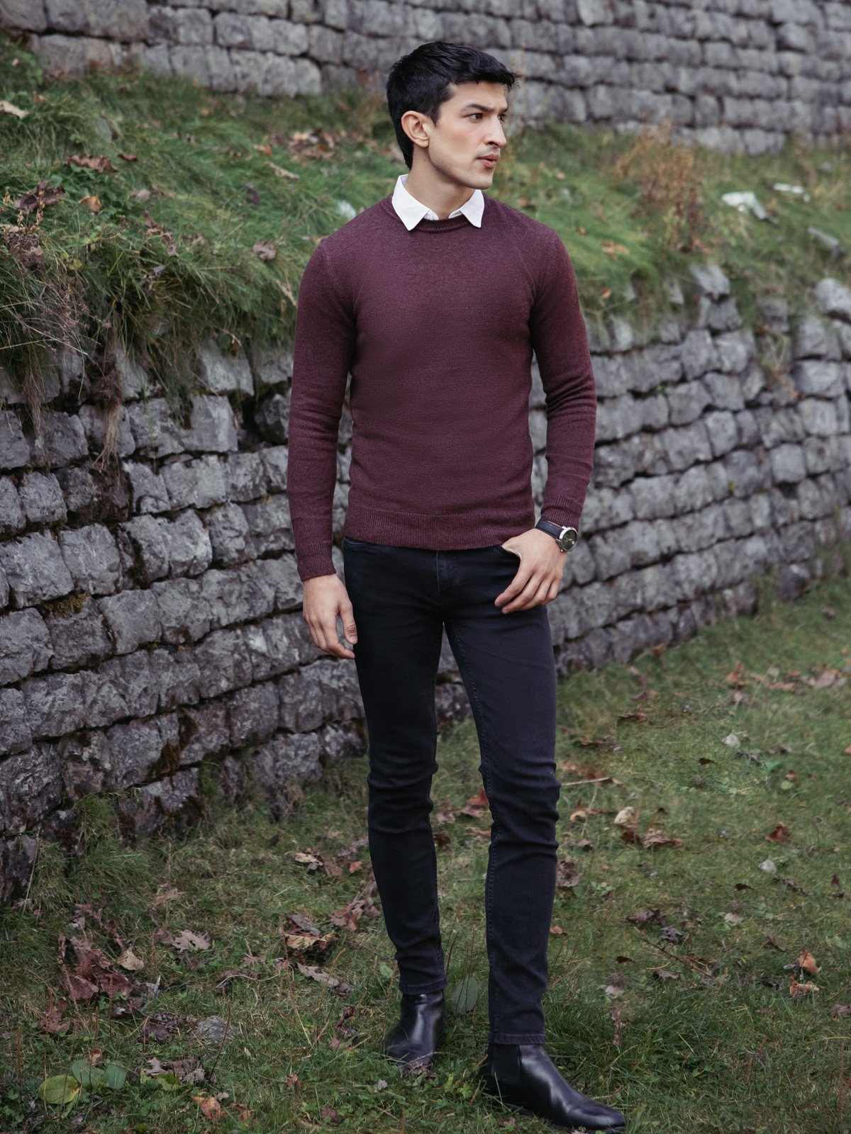 Men's Burgundy Sweater - EMTSWT23-008