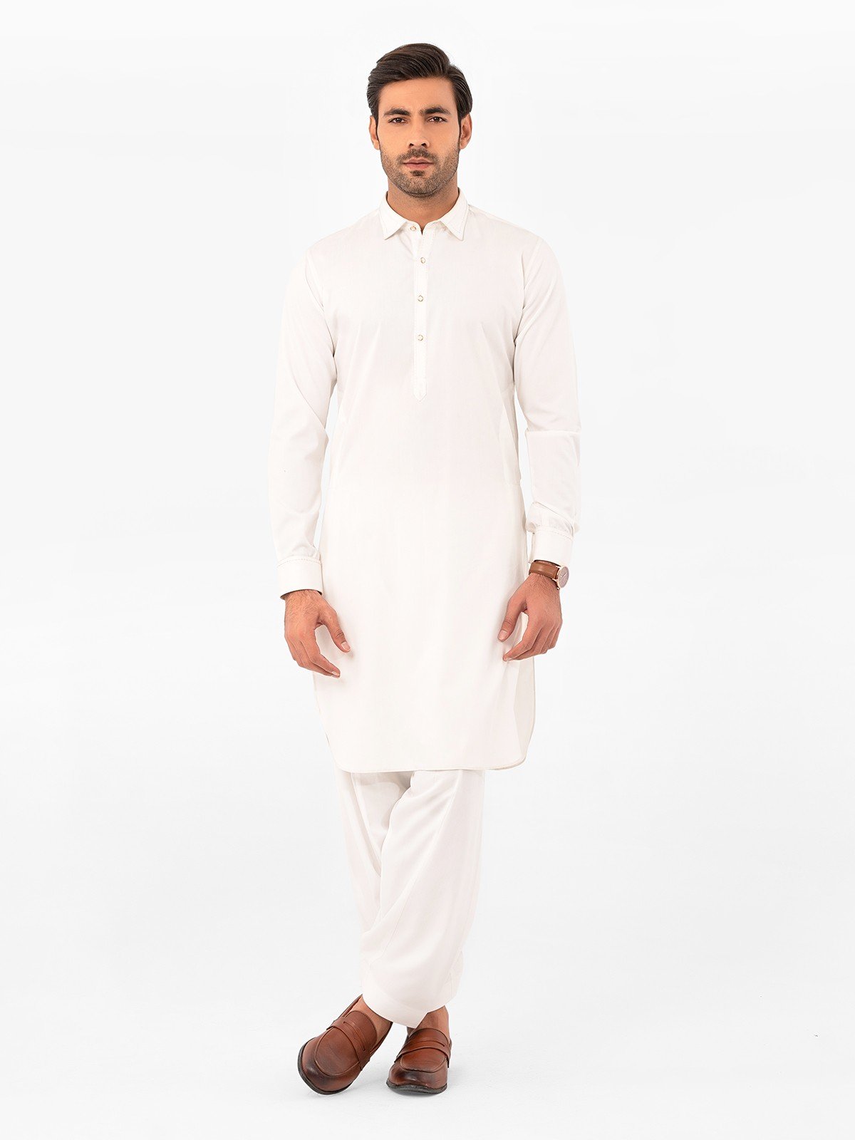 edenrobe Men's Off White Kurta Shalwar - EMTSW23W-99393 – edenrobe Pakistan