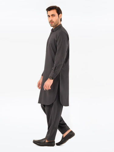 Men's Dark Grey Kurta Shalwar - EMTKS23-41059