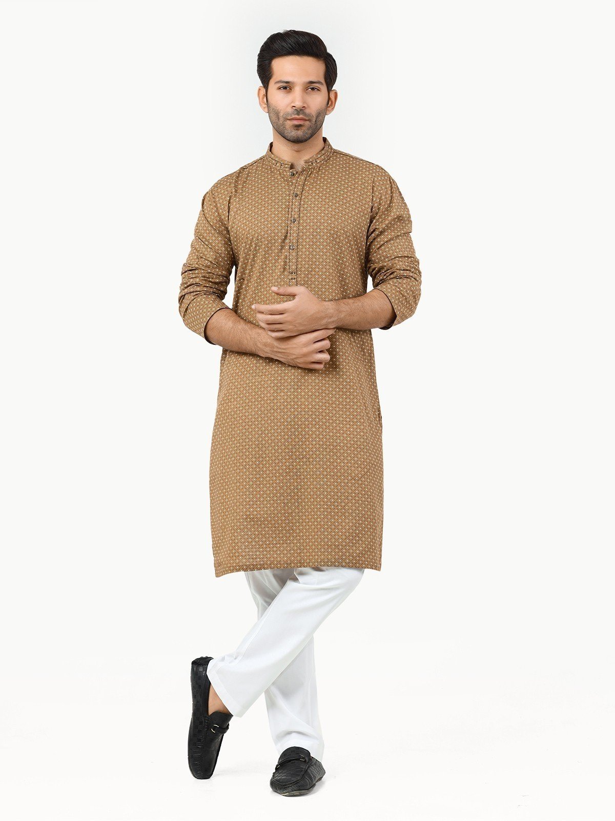 edenrobe Men's Light Brown Kurta - EMTK22-99225 – edenrobe Pakistan