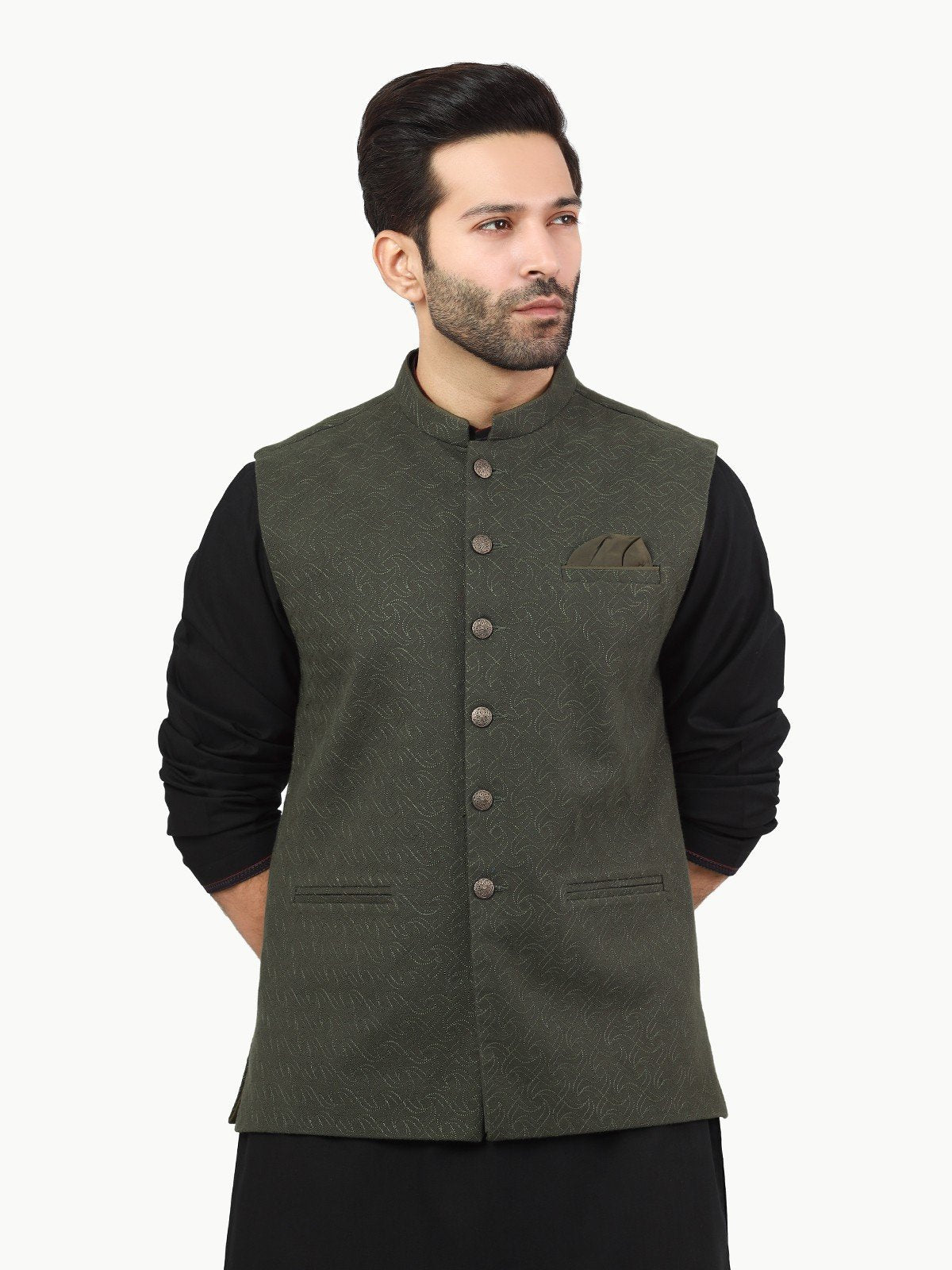 edenrobe Men's Dark Green Waist Coat Ceremonial - EMTWCC22-152 ...