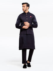 Men's Black Waist Coat Suit - EMTWCSC22-002