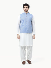 Men's Sky Blue Waist Coat - EMTWC22-35817