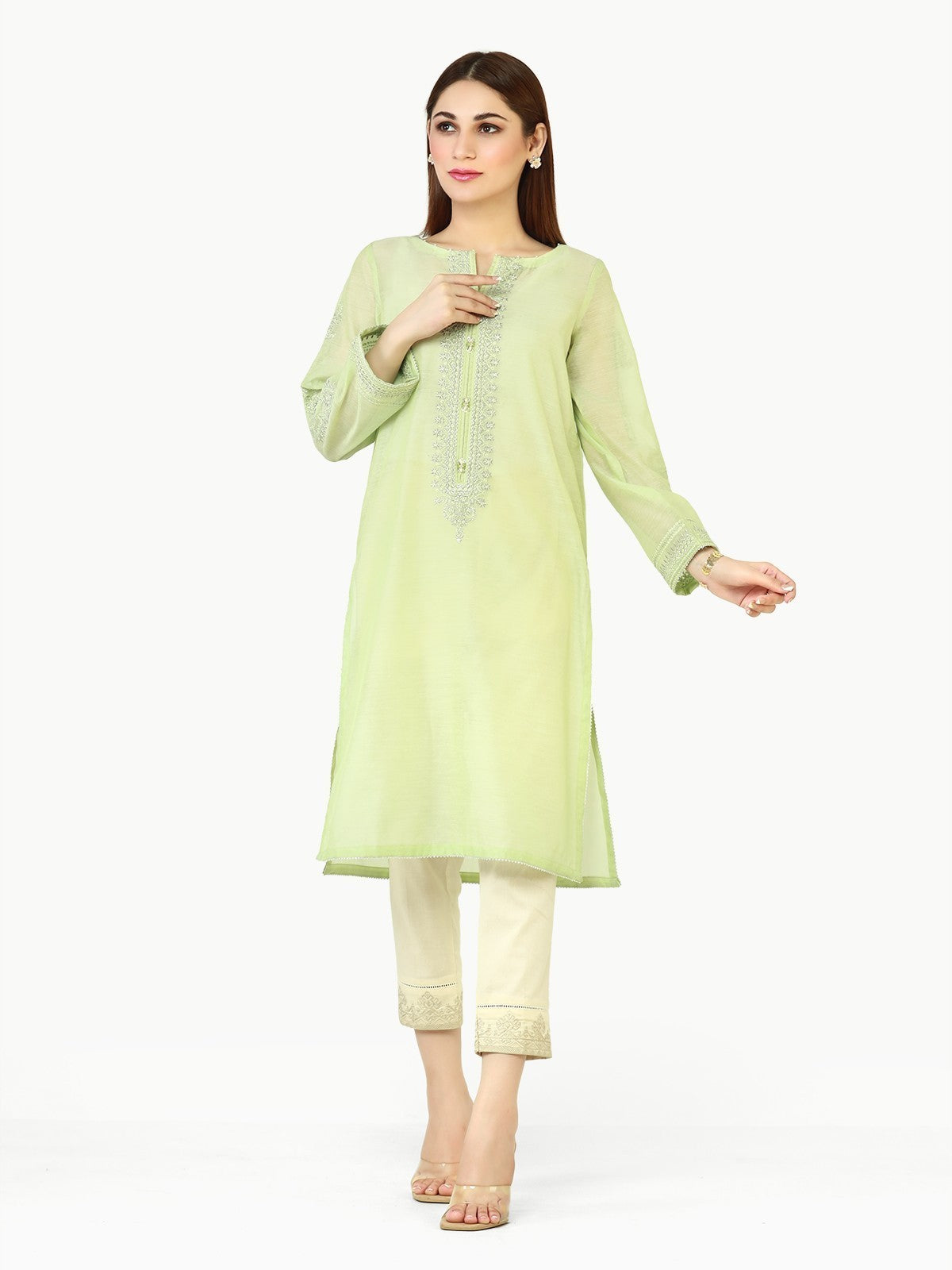 Pret 1Pc Embroidered Chanderi Shirt - EWTKE22-68392S