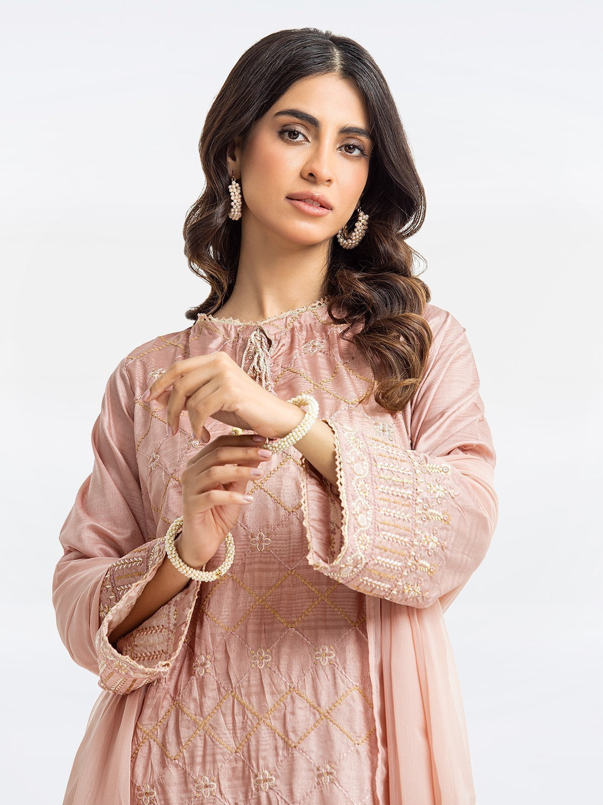 Pret 3Pc Embroidered Tusser Silk Suit - EWTKE23-68766
