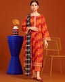 EWU23A3-27101-3P Unstitched Orange Printed Khaddar 3 Piece