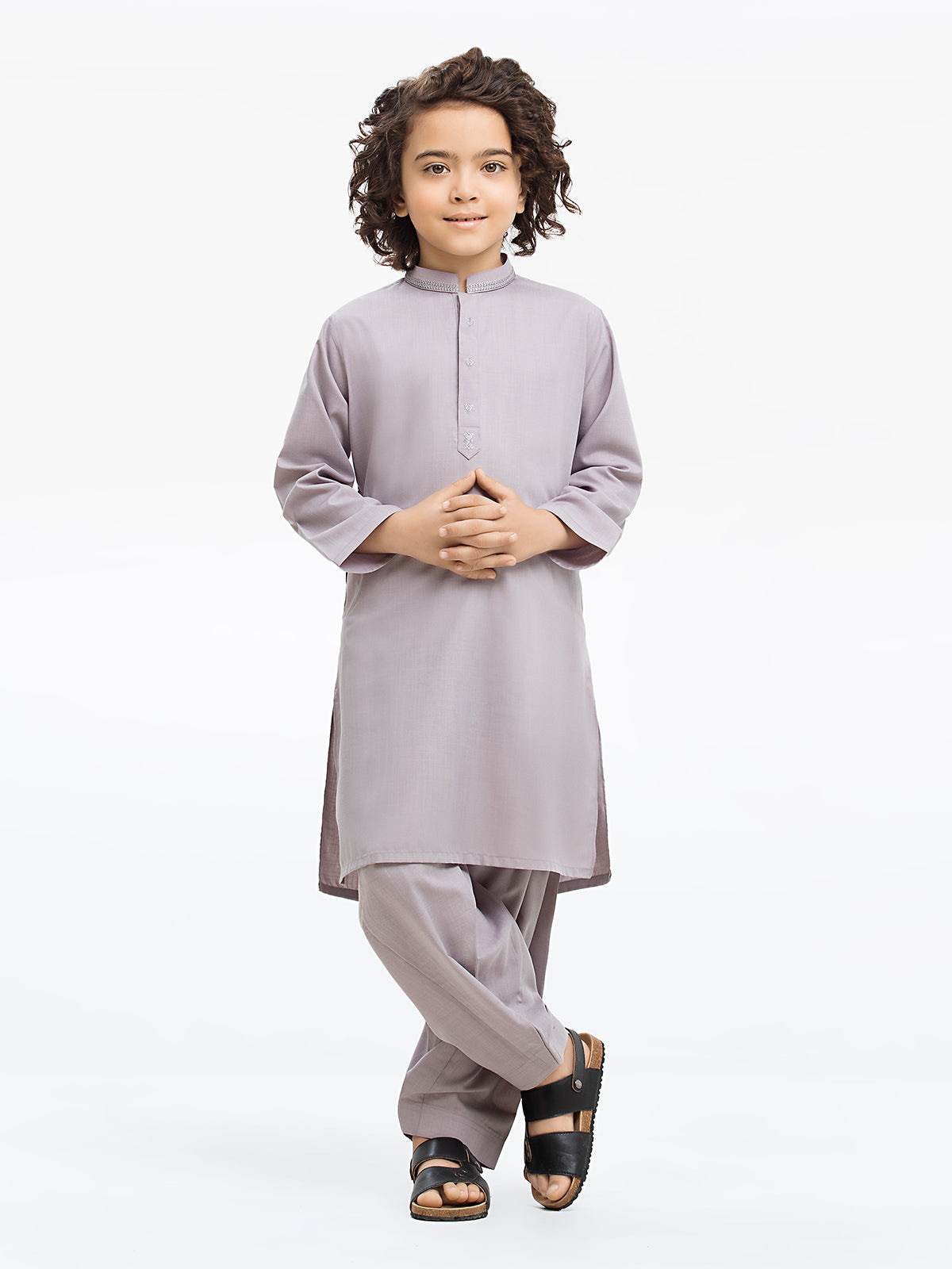 Boy's Light Lavender Kurta Shalwar - EBTKS24-3942