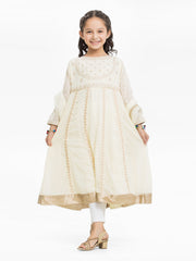 Girl's Cream Pishwas - EGTPLE23-22223SD
